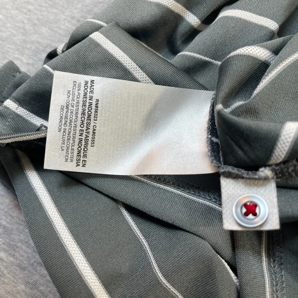 Nike Texas Rangers Polo Shirt Mens XL Grey Stripe Cooperstown Collection Dri-FIT